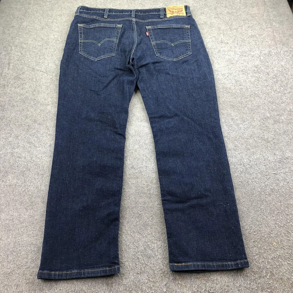 Levis 514 Jeans Mens 38x30 Blue Dark Wash Regular Straight Denim Pants Casual